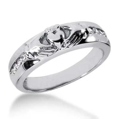 18K White Gold Women's Diamond Wedding Ring 0.24ct 4.4mm 3 18K White Gold Women's Diamond Wedding Ring 0.24ct 4.4mm