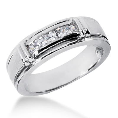 18K White Gold Women's Diamond Wedding Ring 0.50ct 6.3mm 3 18K White Gold Women's Diamond Wedding Ring 0.50ct 6.3mm
