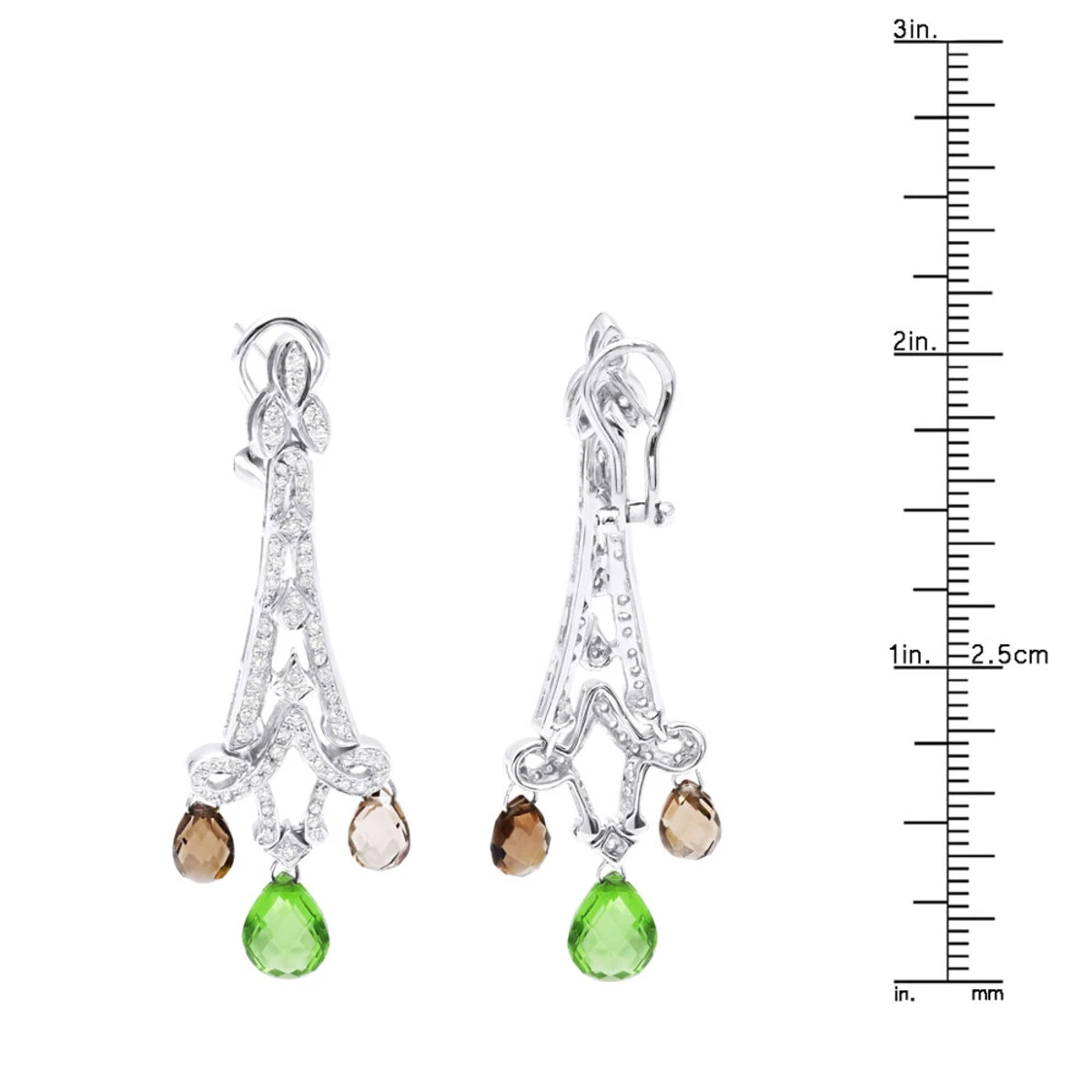 18K White Gold Peridot Diamond Chandelier Earrings 0.99ct 6 18K White Gold Peridot Diamond Chandelier Earrings 0.99ct - Image 4