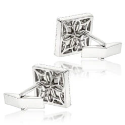 18K White Gold Round & Princess Diamond Designer Cufflinks 4.59ct -Its Hot Jewelry Shop 18k round princess diamond designer cufflinks 459ct p 6028 backwh