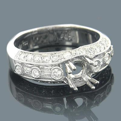 18K White Gold Diamond Engagement Ring Setting 0.82ct 3 18K White Gold Diamond Engagement Ring Setting 0.82ct