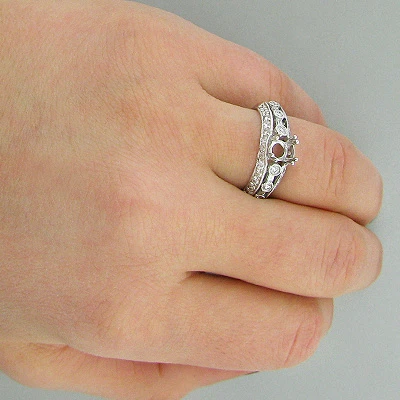 18K White Gold Diamond Engagement Ring Setting 0.82ct 5 18K White Gold Diamond Engagement Ring Setting 0.82ct - Image 3