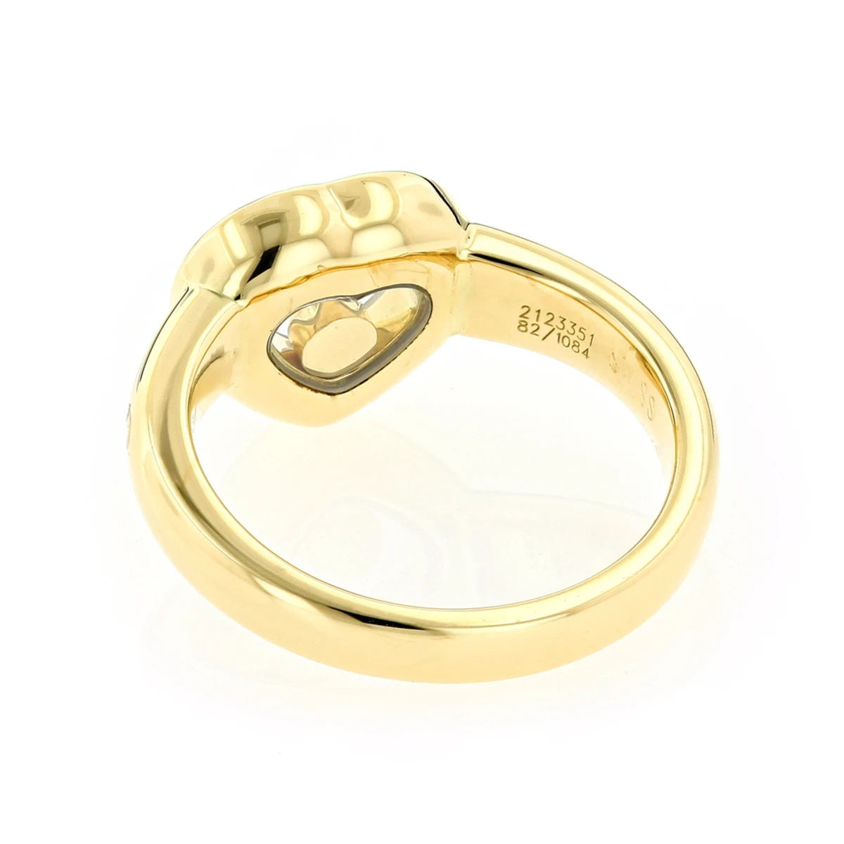 18K Yellow Gold Chopard Floating Happy Diamonds Heart Ring For Women 0.29ct 4 18K Yellow Gold Chopard Floating Happy Diamonds Heart Ring For Women 0.29ct - Image 2