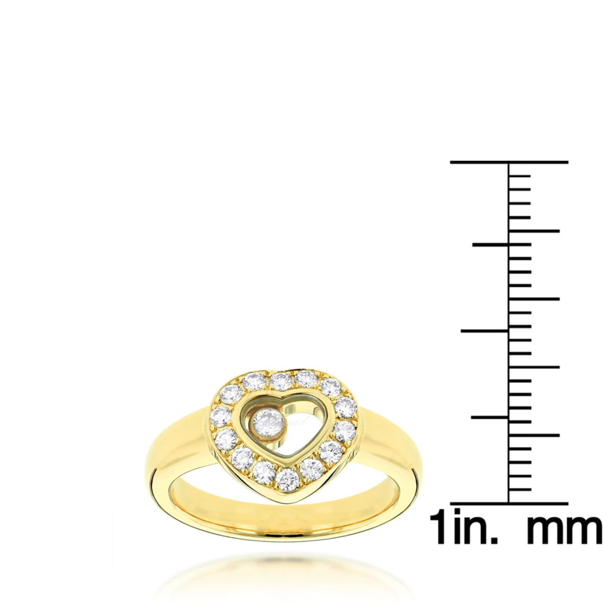 18K Yellow Gold Chopard Floating Happy Diamonds Heart Ring For Women 0.29ct 6 18K Yellow Gold Chopard Floating Happy Diamonds Heart Ring For Women 0.29ct - Image 4