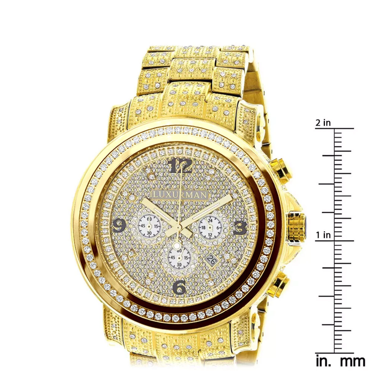 18k Yellow Gold Pltd Fully Iced Out Large Men's Diamond Watch Luxurman Escalade 48mm 3.5ct 7 18k Yellow Gold Pltd Fully Iced Out Large Men's Diamond Watch Luxurman Escalade 48mm 3.5ct - Image 5