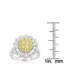2 Carat 14K White Gold White And Yellow Diamonds Flower Ladies Ring By Luxurman -Its Hot Jewelry Shop 2 carat 14k gold white and yellow diamonds flower ladies ring by luxurman ruler