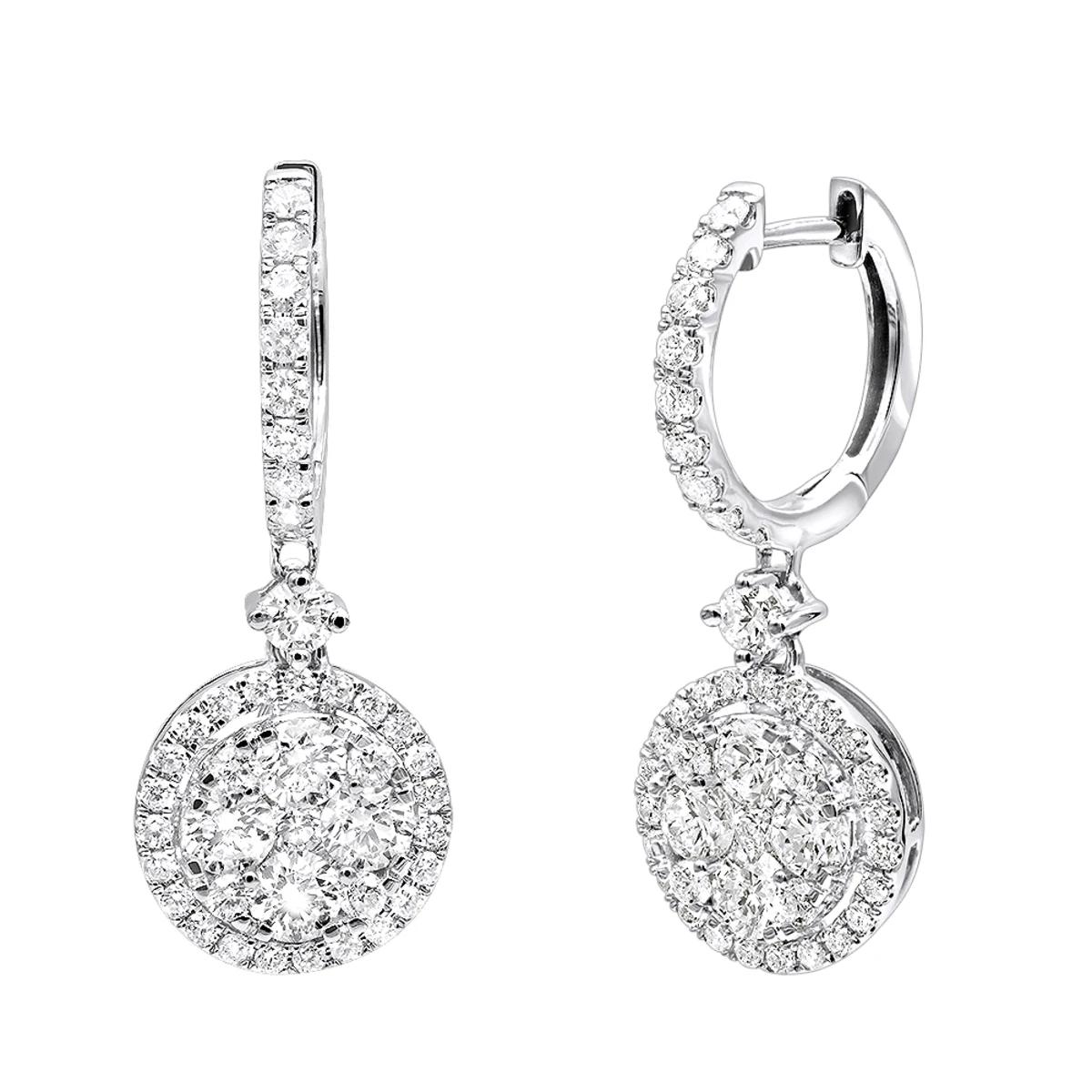 2 Carat Dangling Round Diamond Drop Earrings For Women By Luxurman 14K White Gold 3 2 Carat Dangling Round Diamond Drop Earrings For Women By Luxurman 14K White Gold