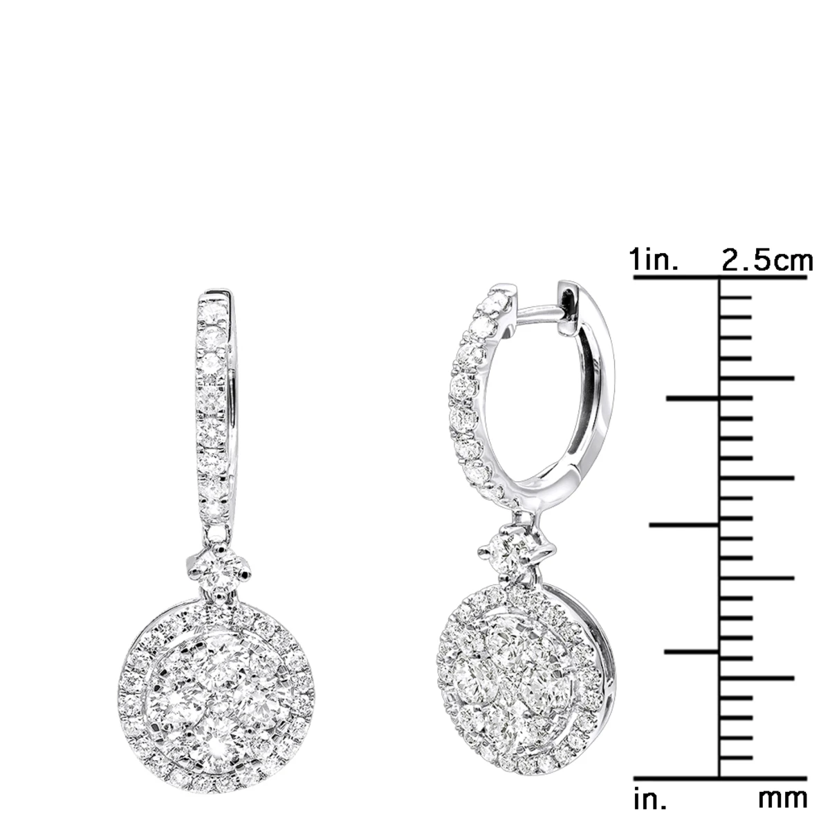 2 Carat Dangling Round Diamond Drop Earrings For Women By Luxurman 14K White Gold 8 2 Carat Dangling Round Diamond Drop Earrings For Women By Luxurman 14K White Gold - Image 6