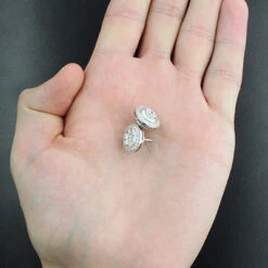 2 Carat Designer Diamond Cluster Earrings Studs 14K White Gold -Its Hot Jewelry Shop 2 carat designer diamond cluster earrings 200ct 14k gold p 48276back