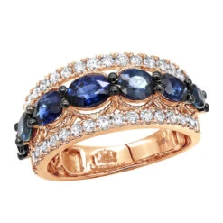 4 Carat Diamond And Sapphire Cocktail Ring For Women 14K Yellow Gold Luxurman Band -Its Hot Jewelry Shop 2 carat diamond and sapphire cocktail ring for women 14k gold luxurman band ro