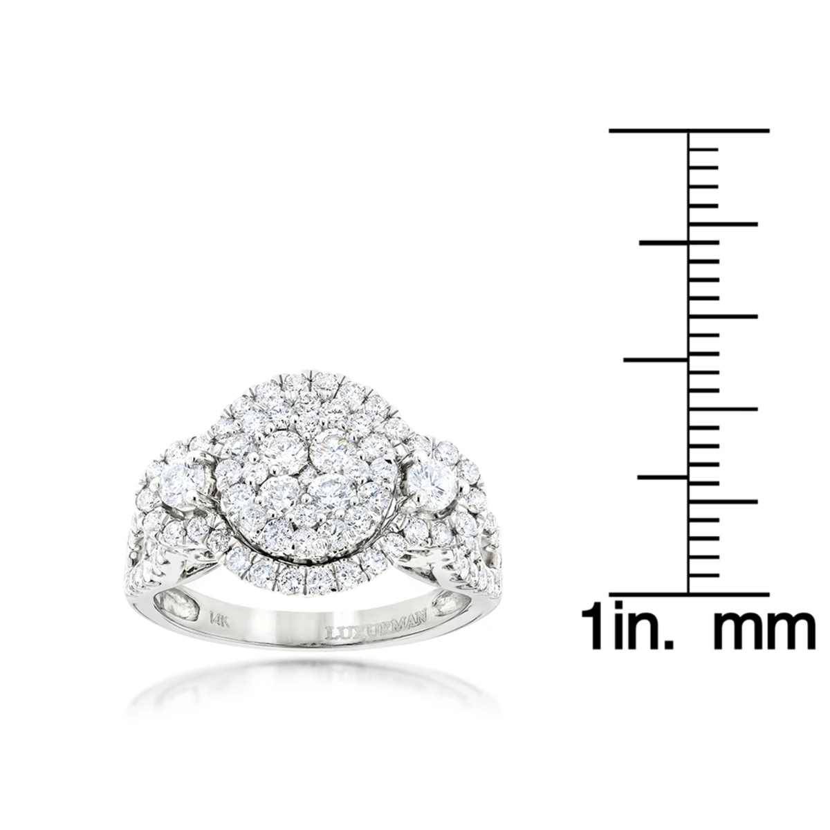 2 Carat Diamond Engagement Ring Cluster Set Diamonds 14K White Gold By Luxurman 8 2 Carat Diamond Engagement Ring Cluster Set Diamonds 14K White Gold By Luxurman - Image 6