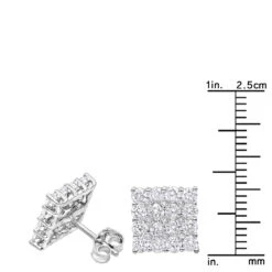 2 Carat Luxurman Square Shape Round Diamond Earrings Studs 14K White Gold 13 2 Carat Luxurman Square Shape Round Diamond Earrings Studs 14K White Gold -Its Hot Jewelry Shop 2 carat luxurman square shape round diamond earrings studs in 14k gold rulerwh