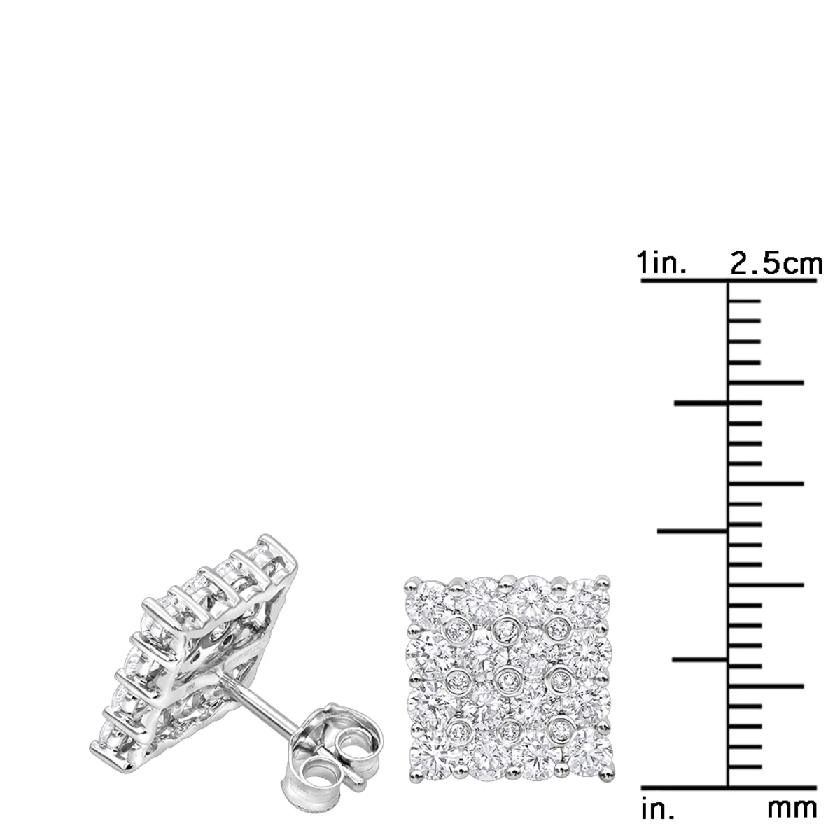 2 Carat Luxurman Square Shape Round Diamond Earrings Studs 14K White Gold 8 2 Carat Luxurman Square Shape Round Diamond Earrings Studs 14K White Gold - Image 6