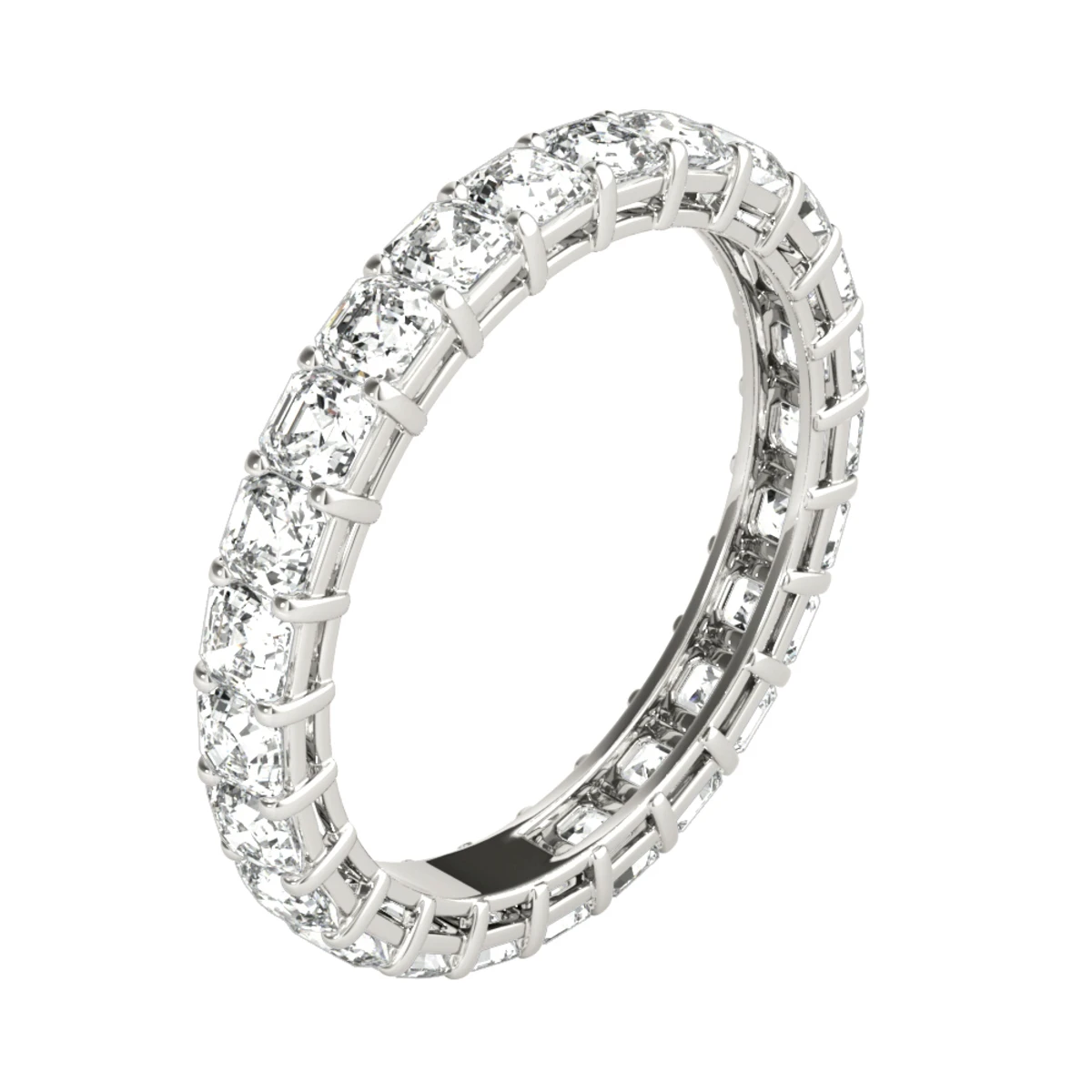 2 Carat Platinum Asscher Cut Diamond Eternity Band Diamond Anniversary Ring 4 2 Carat Platinum Asscher Cut Diamond Eternity Band Diamond Anniversary Ring - Image 2