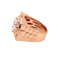 2 Carat Statement Men's Diamond Ring 14K White Gold W Fluted Bezel -Its Hot Jewelry Shop 2 carat statement mens diamond ring in 14k gold w fluted bezel 000953 back rose