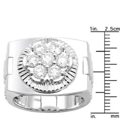 2 Carat Statement Men's Diamond Ring 14K White Gold W Fluted Bezel -Its Hot Jewelry Shop 2 carat statement mens diamond ring in 14k gold w fluted bezel 000953 ruler white 1680236024