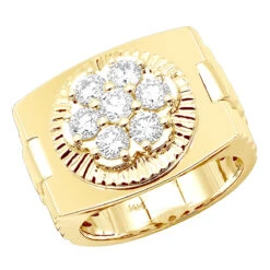 2 Carat Statement Men's Diamond Ring 14K White Gold W Fluted Bezel -Its Hot Jewelry Shop 2 carat statement mens diamond ring in 14k gold w fluted bezel 000953 yellow 1680236024