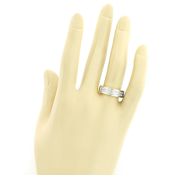 2 Row Diamond Wedding Band 14K Gold 0.75ct 5 2 Row Diamond Wedding Band 14K Gold 0.75ct - Image 3