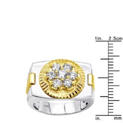 2 Tone 14K White Gold Rolex Style Men's Diamond Ring 1ct Gold -Its Hot Jewelry Shop 2 tone gold rolex style mens diamond ring 095ct 14k p 50171 rulerwh