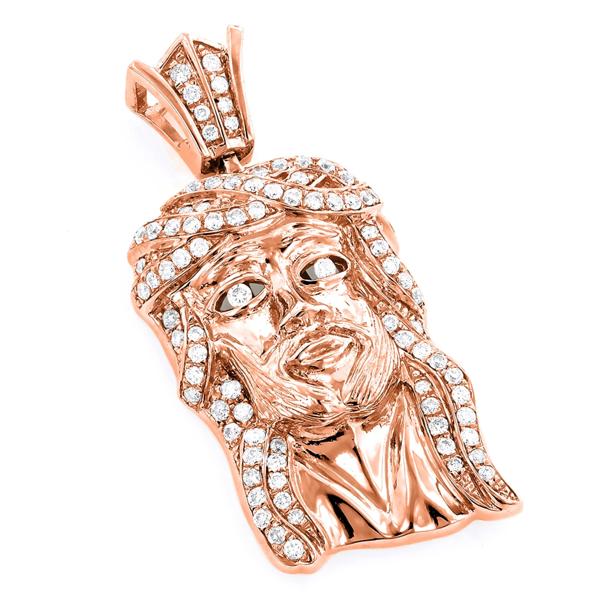 Jesus Head Charm: Mini Jesus Diamond Pendant 0.69ct 10K White Gold 5 Jesus Head Charm: Mini Jesus Diamond Pendant 0.69ct 10K White Gold - Image 3