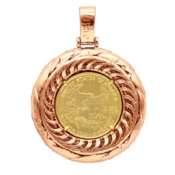 Unique 14K Rose Gold Liberty Coin Diamond Pendant For Men Medallion 3.1ct. -Its Hot Jewelry Shop 24k gold liberty coin necklace diamond medallion pendant for men 3 carats 804046 backro