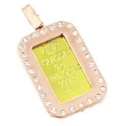 14K Yellow Gold Pamp Suisse Bar Diamond Pendant 2.5ct Dog Tag -Its Hot Jewelry Shop 24k gold pamp suisse bar diamond pendant 311ct dog tag backro