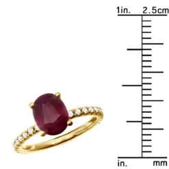 2.8ct Diamonds & Ruby Ring For Women 18K Yellow Gold Engagement Ring By Luxurman 17 2.8ct Diamonds & Ruby Ring For Women 18K Yellow Gold Engagement Ring By Luxurman -Its Hot Jewelry Shop 28ct diamonds oval ruby ring for women 18k gold engagement ring by luxurman 018401 ruler yellow