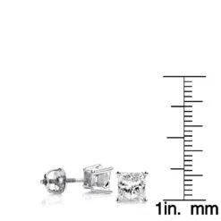 2ct Princess Cut Diamond Platinum Stud Earrings -Its Hot Jewelry Shop 2ct princess cut diamond platinum stud earrings ruler