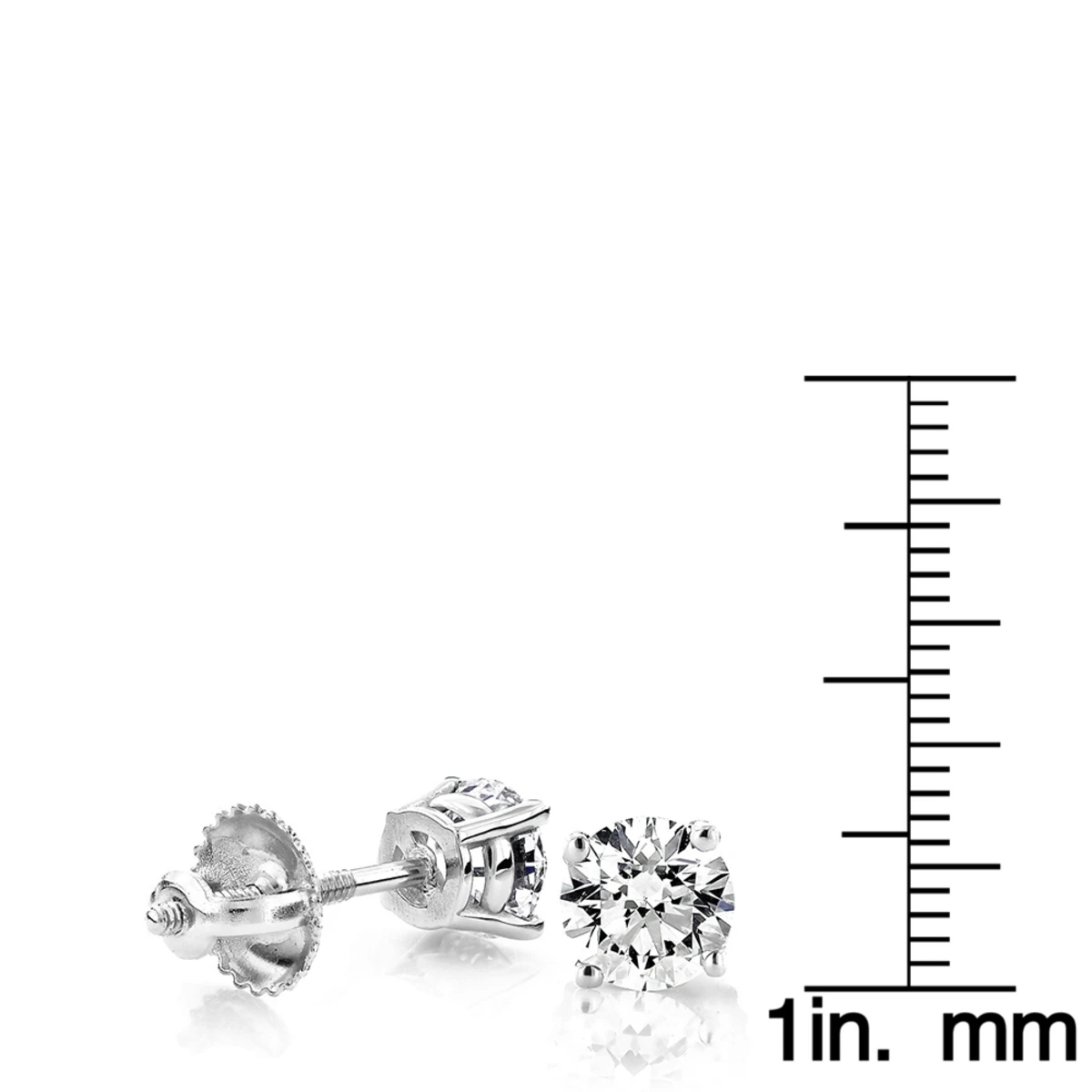 2ct Round Cut Diamond Platinum Stud Earrings 6 2ct Round Cut Diamond Platinum Stud Earrings - Image 4