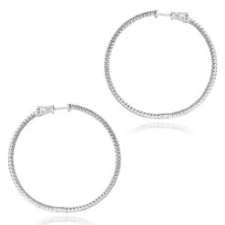 2mm 2in Inside Out Diamond Hoop Earrings For Women 1.6ct 14K White Gold -Its Hot Jewelry Shop 2mm 175in inside out diamond hoop earrings for women 16ct 14k gold backwh