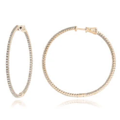 2mm 2in Inside Out Diamond Hoop Earrings For Women 1.6ct 14K White Gold -Its Hot Jewelry Shop 2mm 175in inside out diamond hoop earrings for women 16ct 14k gold mainye