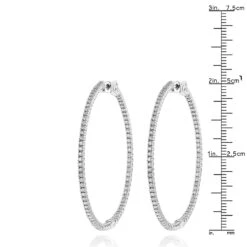 2mm 2in Inside Out Diamond Hoop Earrings For Women 1.6ct 14K White Gold -Its Hot Jewelry Shop 2mm 175in inside out diamond hoop earrings for women 16ct 14k gold rulerwh
