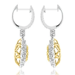 3 Carat 14K White Gold White Yellow Diamond Flower Earrings For Women By Luxurman 11 3 Carat 14K White Gold White Yellow Diamond Flower Earrings For Women By Luxurman -Its Hot Jewelry Shop 3 carat 14k gold white yellow diamond flower earrings for women by luxurman backwh