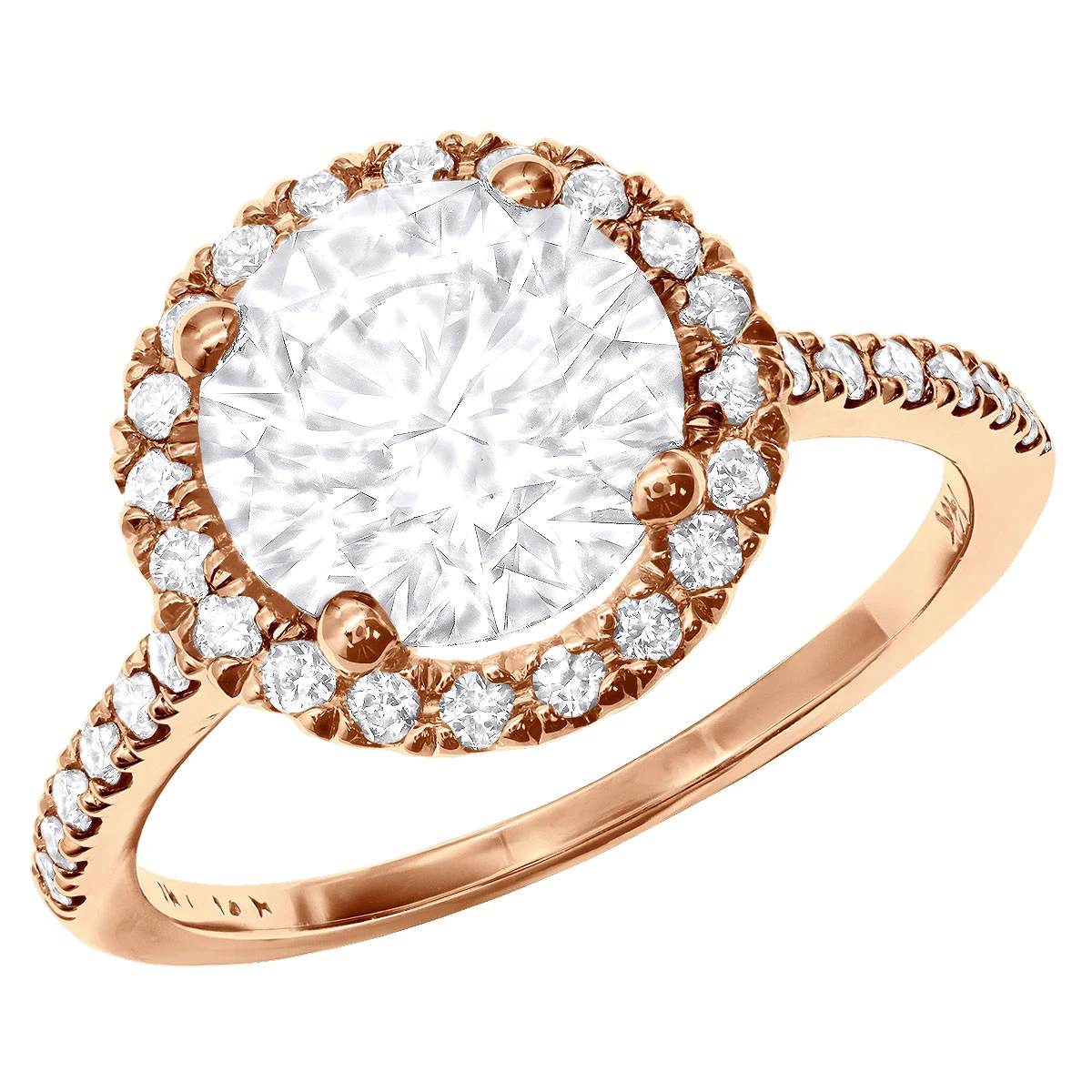 3 Carat Round Diamond Engagement Ring 14K White Gold Halo Setting 5 3 Carat Round Diamond Engagement Ring 14K White Gold Halo Setting - Image 3