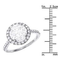 3 Carat Round Diamond Engagement Ring 14K White Gold Halo Setting 17 3 Carat Round Diamond Engagement Ring 14K White Gold Halo Setting -Its Hot Jewelry Shop 3 carat diamond engagement ring 14k gold round halo setting 018405 ruler white