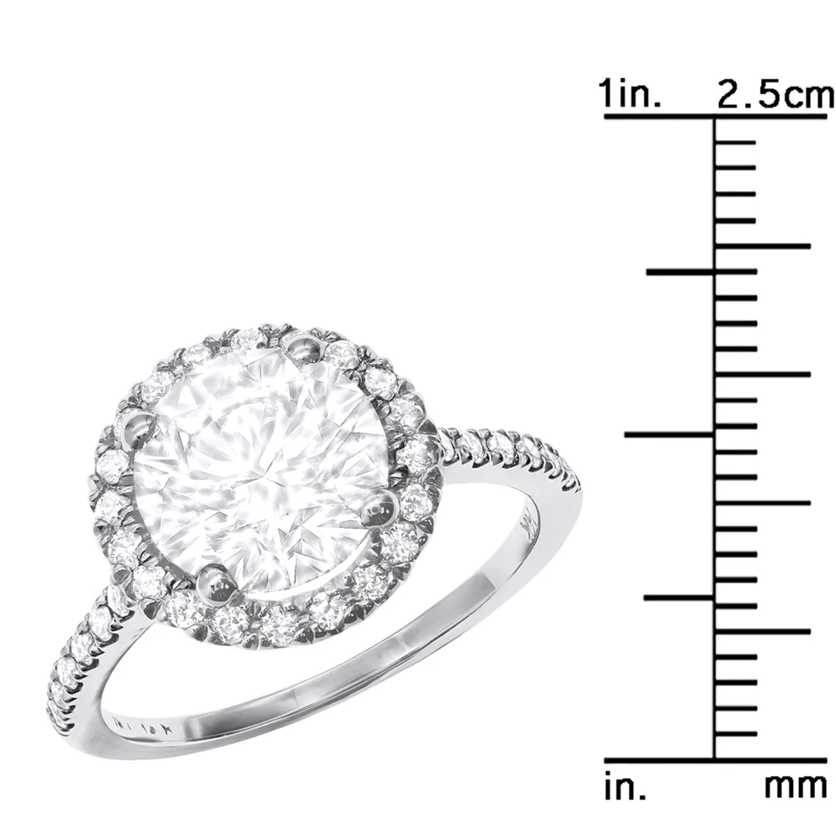 3 Carat Round Diamond Engagement Ring 14K White Gold Halo Setting 10 3 Carat Round Diamond Engagement Ring 14K White Gold Halo Setting - Image 8