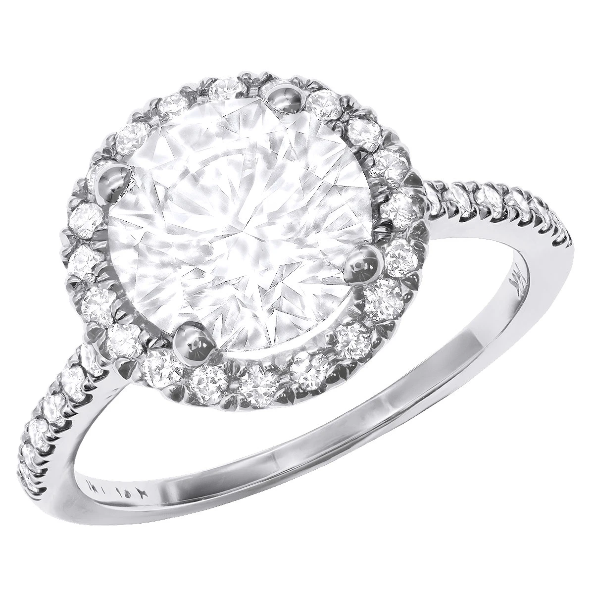 3 Carat Round Diamond Engagement Ring 14K White Gold Halo Setting 3 3 Carat Round Diamond Engagement Ring 14K White Gold Halo Setting