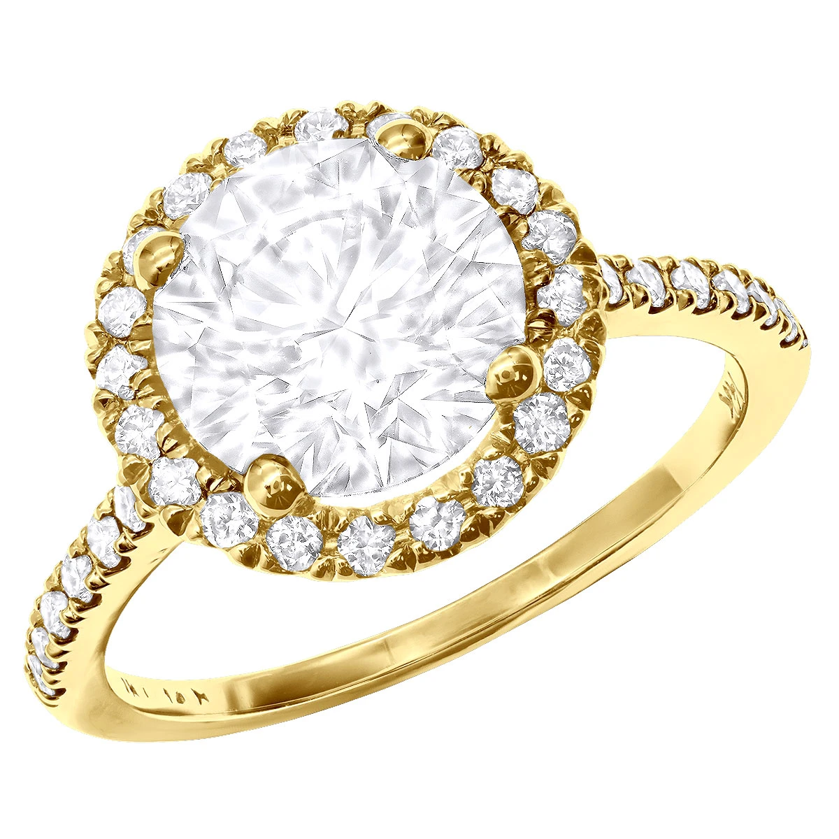 3 Carat Round Diamond Engagement Ring 14K White Gold Halo Setting 4 3 Carat Round Diamond Engagement Ring 14K White Gold Halo Setting - Image 2