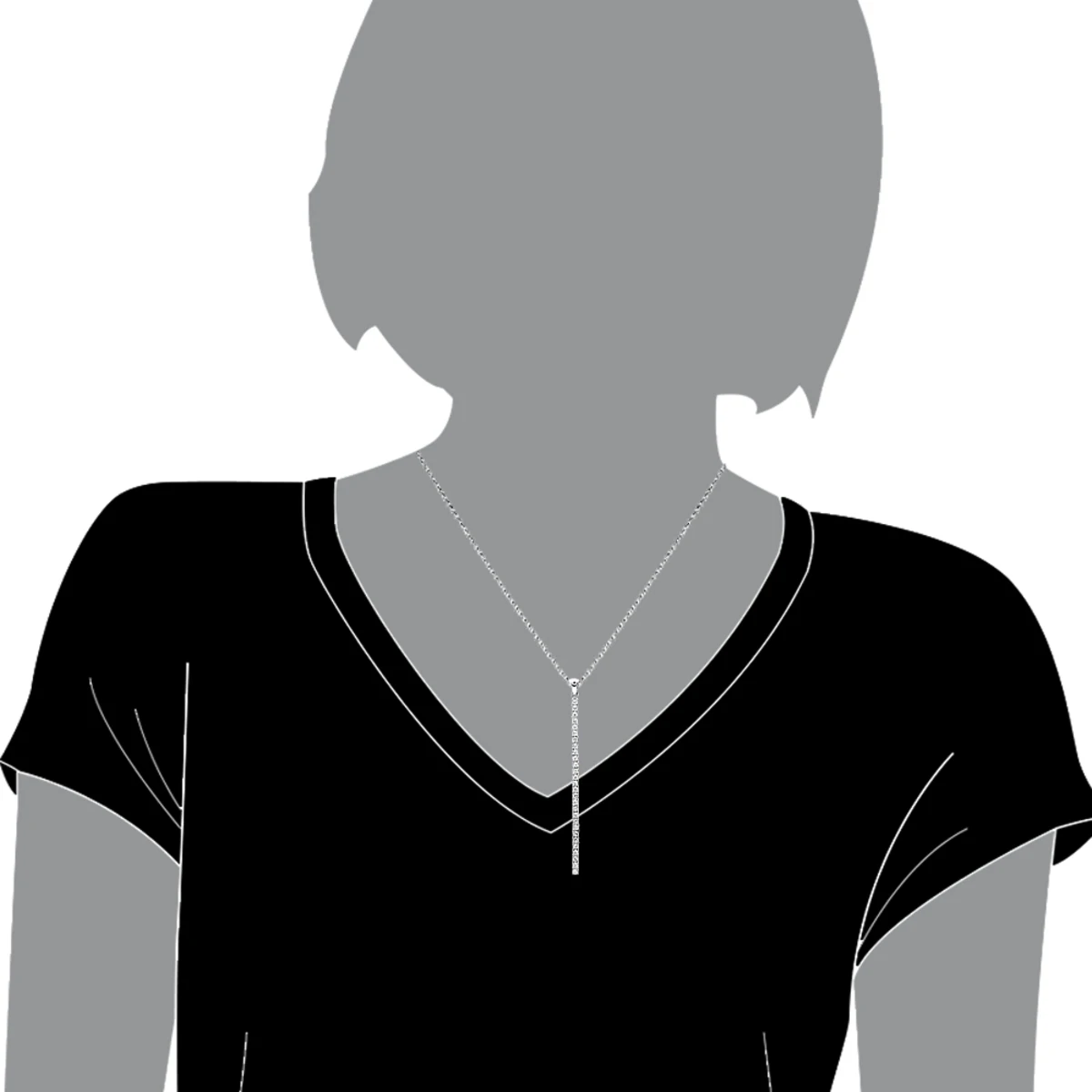 3 Inch Long Diamond Journey Necklace Ladies 14K White Gold String Pendant 0.75Ct 7 3 Inch Long Diamond Journey Necklace Ladies 14K White Gold String Pendant 0.75Ct - Image 5