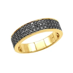 3 Row 10K Black Plated Gold Black Diamond Wedding Band For Men 1.35ct Anniversary Ring -Its Hot Jewelry Shop 3 row 10k gold black diamond wedding band for men 135ct anniversary ring 000928 ye