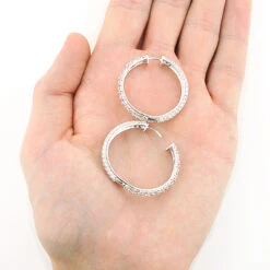 3 Row Diamond Hoop Earrings 4.41ct 14K Rose Gold -Its Hot Jewelry Shop 3 row diamond hoop earrings 441ct 14k gold 2