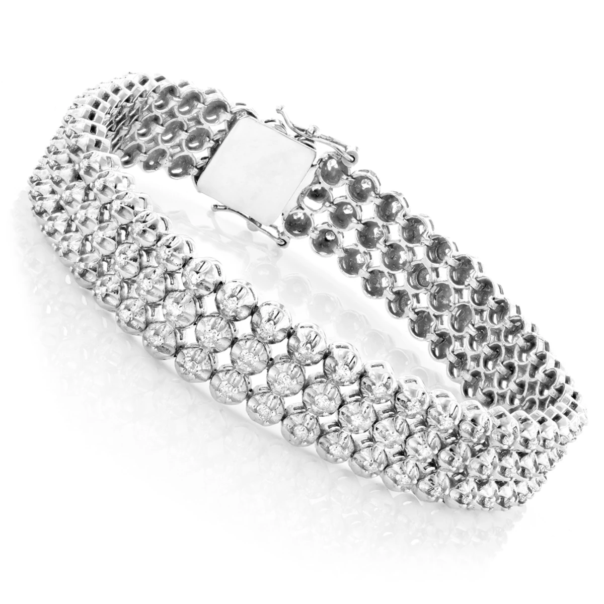 3 Row Men's Diamond Bracelet 4.75ct 10K White Gold Tennis Bracelet Design 3 3 Row Men's Diamond Bracelet 4.75ct 10K White Gold Tennis Bracelet Design