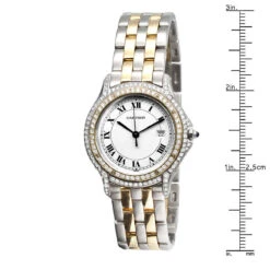 Cartier Cougar Panthere Diamond Watch For Women & Men 18K Gold 1.5ct 33mm -Its Hot Jewelry Shop 33mm cartier panthere cougar womens or mens diamond watch 18k gold 15ct 968877 ruler