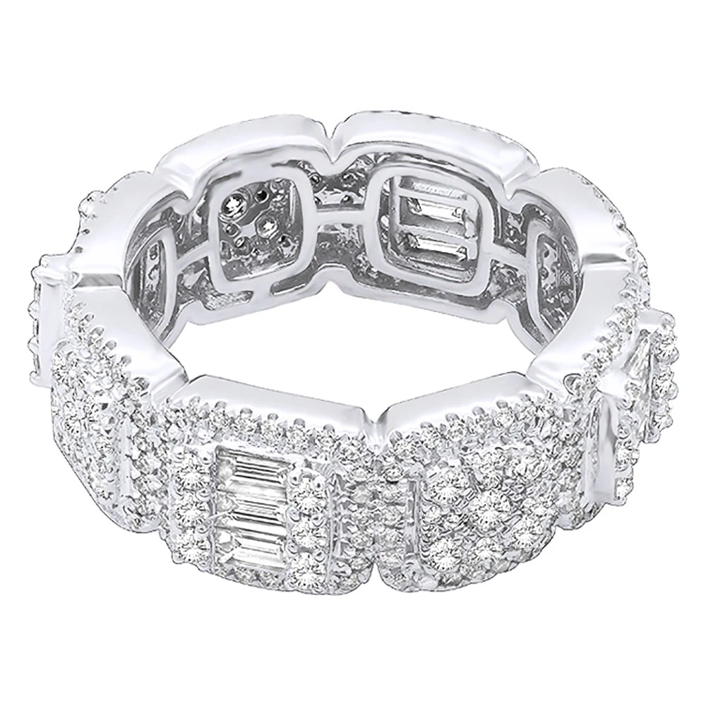 4 Carat Diamond Eternity Band For Men & Women Round Baguette Diamonds 14K White Gold 8 4 Carat Diamond Eternity Band For Men & Women Round Baguette Diamonds 14K White Gold - Image 6