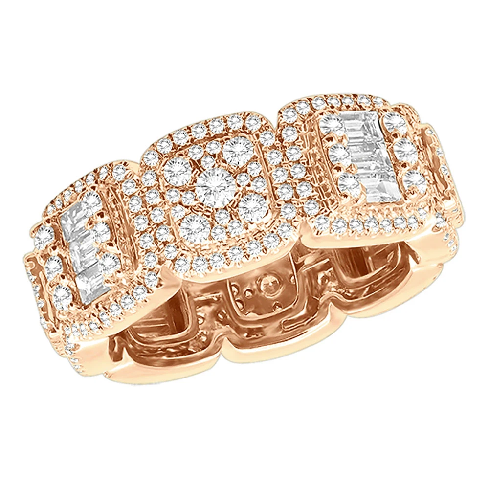 4 Carat Diamond Eternity Band For Men & Women Round Baguette Diamonds 14K White Gold 6 4 Carat Diamond Eternity Band For Men & Women Round Baguette Diamonds 14K White Gold - Image 4