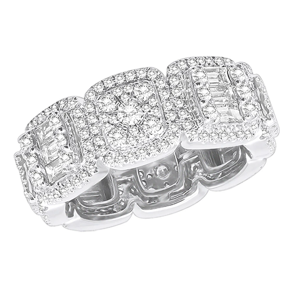 4 Carat Diamond Eternity Band For Men & Women Round Baguette Diamonds 14K White Gold 3 4 Carat Diamond Eternity Band For Men & Women Round Baguette Diamonds 14K White Gold