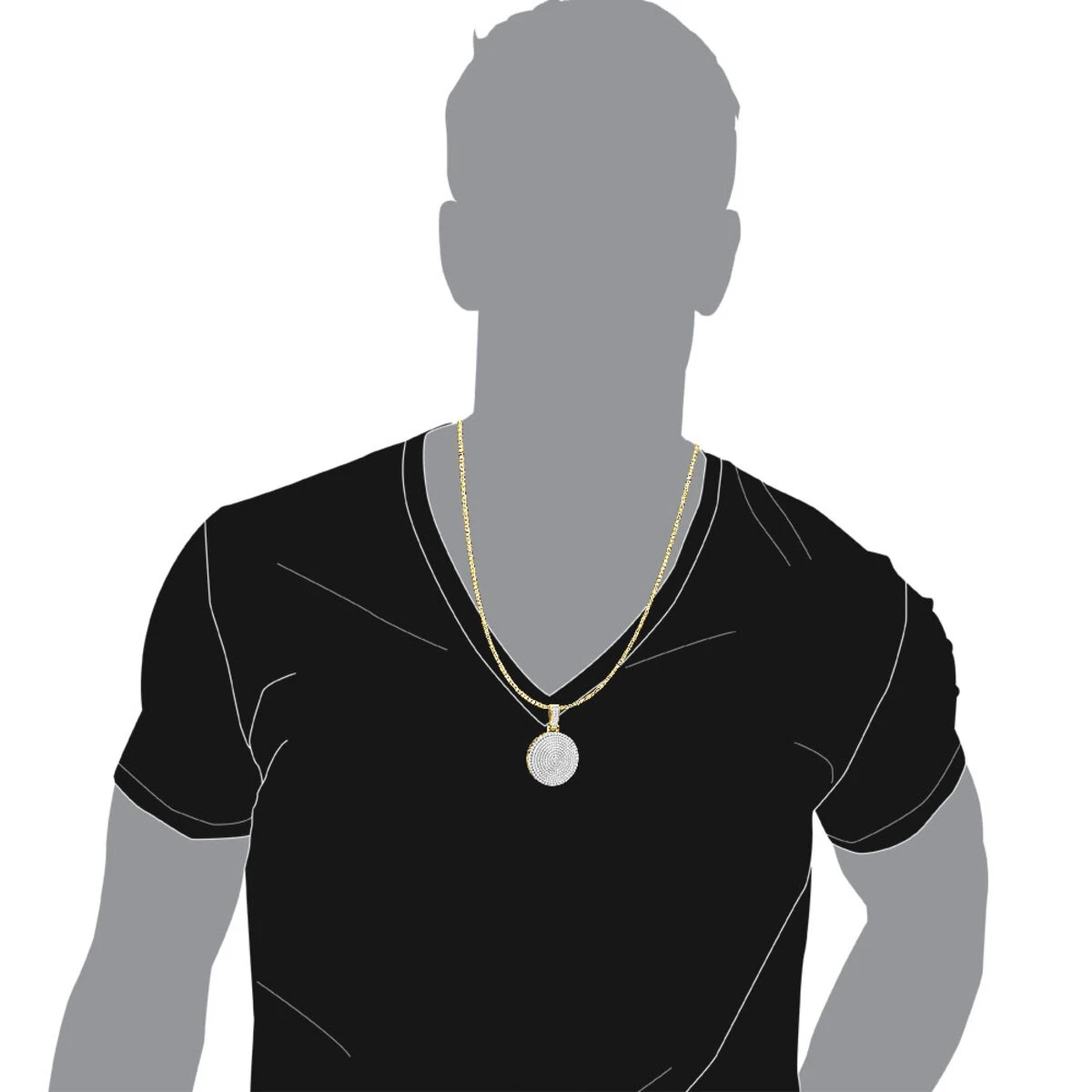 4 Carat Diamond Pendant For Men 14K Yellow Gold Iced Out Round Medallion 9 4 Carat Diamond Pendant For Men 14K Yellow Gold Iced Out Round Medallion - Image 7