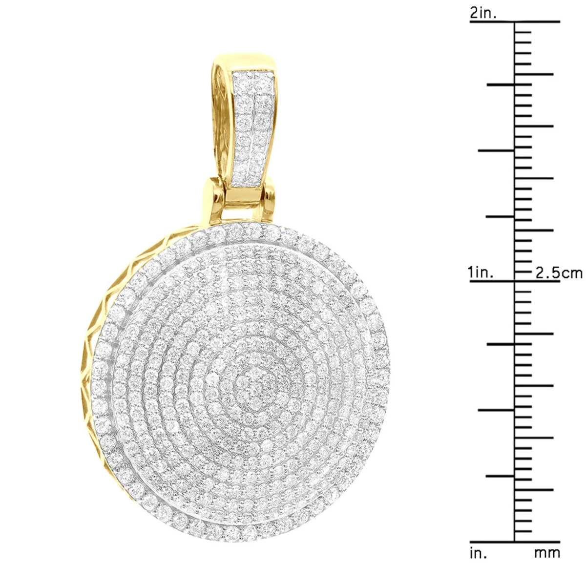 4 Carat Diamond Pendant For Men 14K Yellow Gold Iced Out Round Medallion 10 4 Carat Diamond Pendant For Men 14K Yellow Gold Iced Out Round Medallion - Image 8