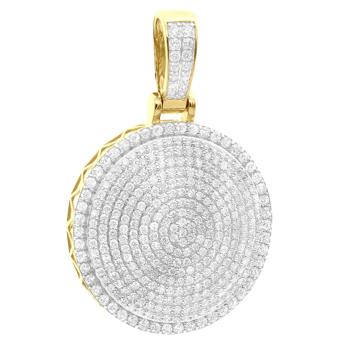 4 Carat Diamond Pendant For Men 14K Yellow Gold Iced Out Round Medallion 3 4 Carat Diamond Pendant For Men 14K Yellow Gold Iced Out Round Medallion