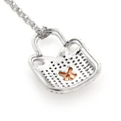 Real White & 10K White/Rose Gold Ladies Diamond Lock Pendant Necklace 0.3ct 10 Real White & 10K White/Rose Gold Ladies Diamond Lock Pendant Necklace 0.3ct -Its Hot Jewelry Shop 406791backtt backtt